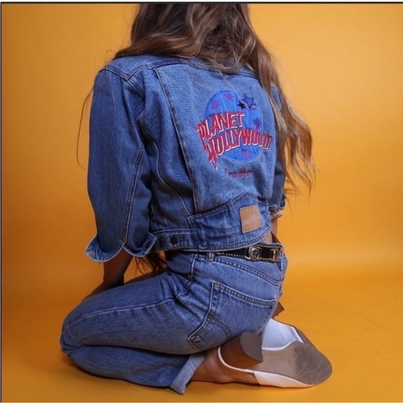 Planet Hollywood Jackets & Blazers - 1990s Vintage Planet Hollywood Atlanta Jean Jacket Size XL
